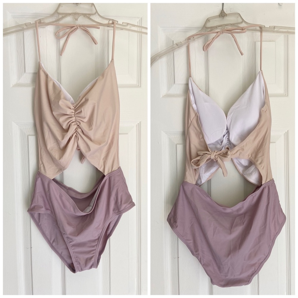 Color-Block Cutout One-piece Swimsuit